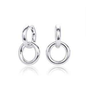 925 Sterling Silver Double Circle Hoop Earring 60300183