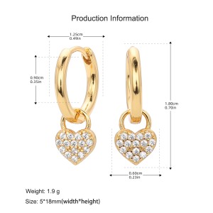 925 Sterling Silver CZ Heart Hoop Earring 60300184