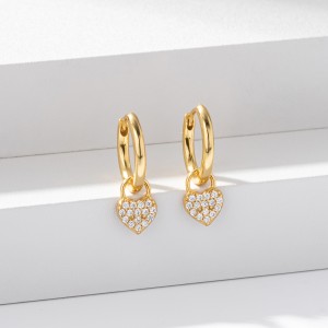 925 Sterling Silver CZ Heart Hoop Earring 60300184