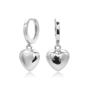 925 Sterling Silver Heart Hoop Earring 60300186