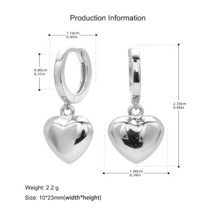 925 Sterling Silver Heart Hoop Earring 60300186