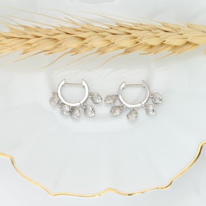 925 Sterling Silver Heart Charm Zircon Hoop Earring 60300187