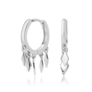 925 Sterling Silver Geometric Tassel Hoop Earring 60300188