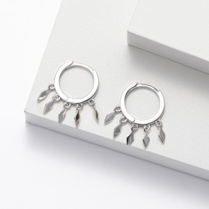 925 Sterling Silver Geometric Tassel Hoop Earring 60300188