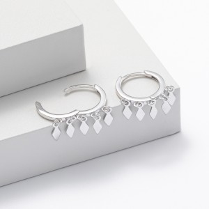 925 Sterling Silver Geometric Tassel Hoop Earring 60300188