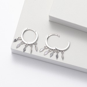925 Sterling Silver Geometric Tassel Hoop Earring 60300188