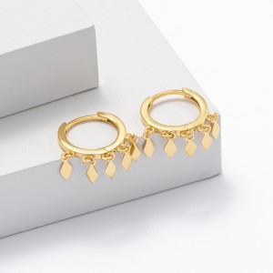 925 Sterling Silver Geometric Tassel Hoop Earring 60300188