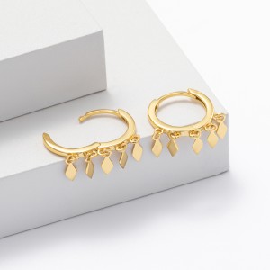 925 Sterling Silver Geometric Tassel Hoop Earring 60300188