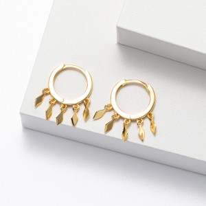 925 Sterling Silver Geometric Tassel Hoop Earring 60300188