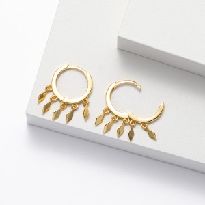 925 Sterling Silver Geometric Tassel Hoop Earring 60300188