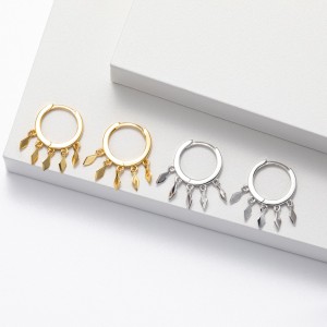 925 Sterling Silver Geometric Tassel Hoop Earring 60300188