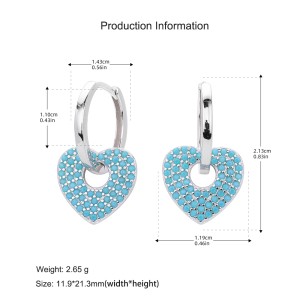 925 Sterling Silver Turquoise Heart Earring 60300189