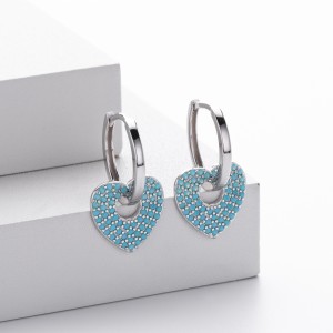 925 Sterling Silver Turquoise Heart Earring 60300189