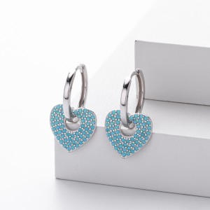 925 Sterling Silver Turquoise Heart Earring 60300189