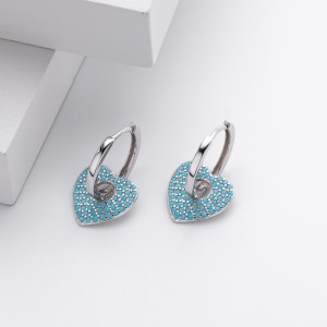 925 Sterling Silver Turquoise Heart Earring 60300189