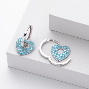 925 Sterling Silver Turquoise Heart Earring 60300189
