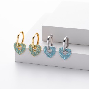 925 Sterling Silver Turquoise Heart Earring 60300189
