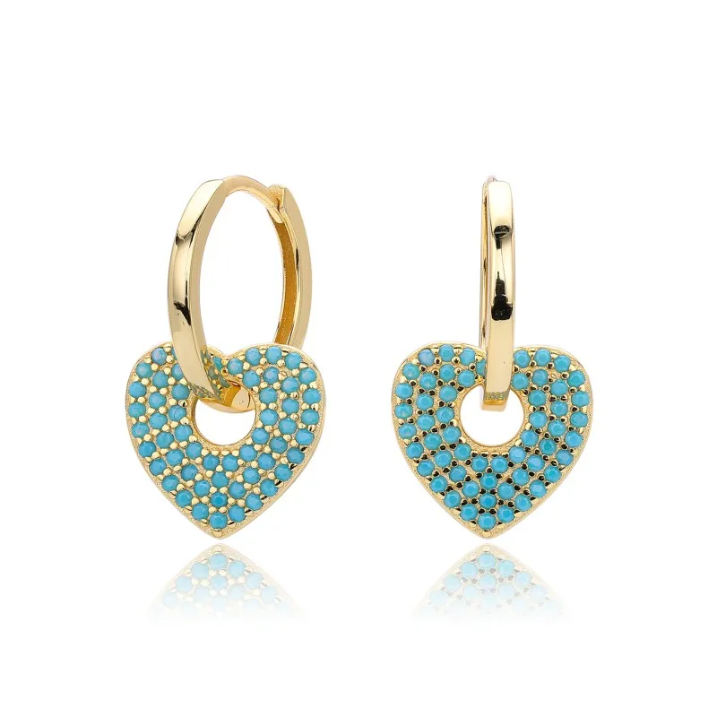 925 Sterling Silver Turquoise Heart Earring 60300189