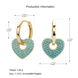 925 Sterling Silver Turquoise Heart Earring 60300189