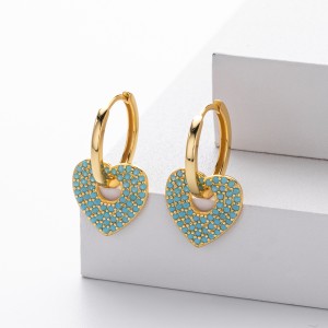 925 Sterling Silver Turquoise Heart Earring 60300189