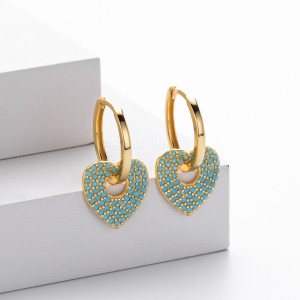 925 Sterling Silver Turquoise Heart Earring 60300189
