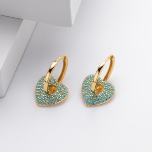 925 Sterling Silver Turquoise Heart Earring 60300189