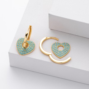 925 Sterling Silver Turquoise Heart Earring 60300189