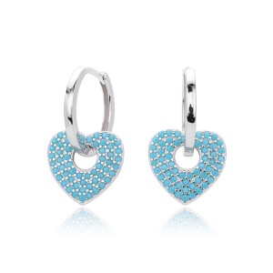 925 Sterling Silver Turquoise Heart Earring 60300189