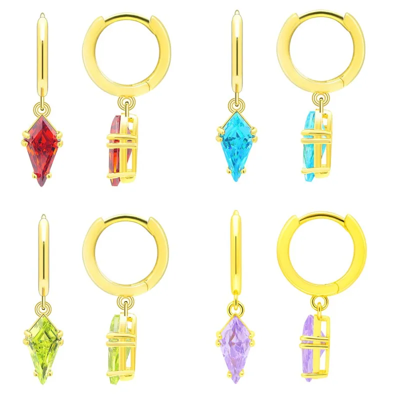 925 Sterling Silver Geometric Multicolor Zircon Earring 60300191