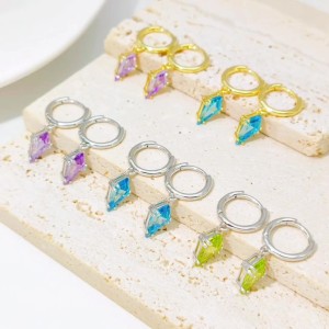 925 Sterling Silver Geometric Multicolor Zircon Earring 60300191 925 Sterling Silver Geometric Multicolor Zircon Earring 60300191