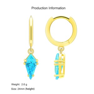 925 Sterling Silver Geometric Multicolor Zircon Earring 60300191 925 Sterling Silver Geometric Multicolor Zircon Earring 60300191