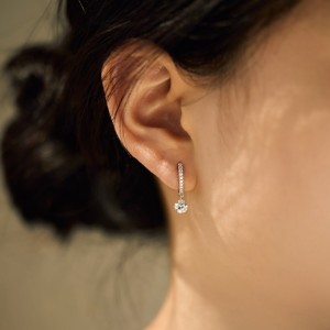 925 Sterling Silver 5mm Zircon Dangle Hoop Earring 60300192 925 Sterling Silver 5mm Zircon Dangle Hoop Earring 60300192