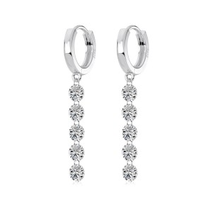 925 Sterling Silver 4mm Long Zircon Hoop Earring 60300196 925 Sterling Silver 4mm Long Zircon Hoop Earring 60300196