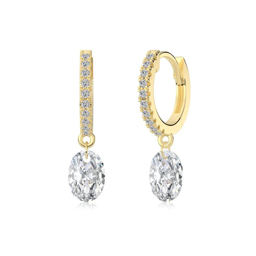 925 Sterling Silver 5*7mm Oval Zircon Hoop Earring 60300198