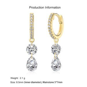 925 Sterling Silver Double Zircon Hoop Earring 60300199 925 Sterling Silver Double Zircon Hoop Earring 60300199