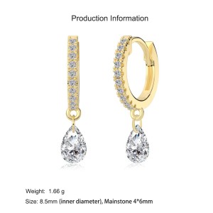 925 Sterling Silver 4*6 Teardrop Hoop Earring 60300200 925 Sterling Silver 4*6 Teardrop Hoop Earring 60300200