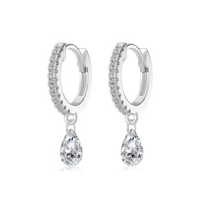 925 Sterling Silver 4*6 Teardrop Hoop Earring 60300200 925 Sterling Silver 4*6 Teardrop Hoop Earring 60300200