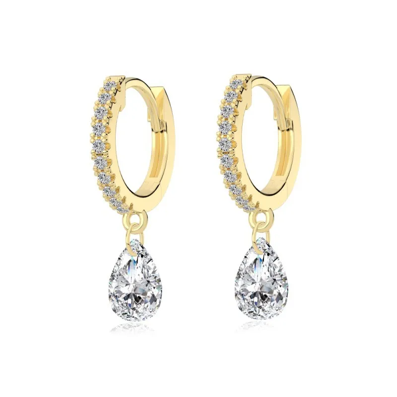 925 Sterling Silver 5*7 Teardrop Hoop Earring 60300201