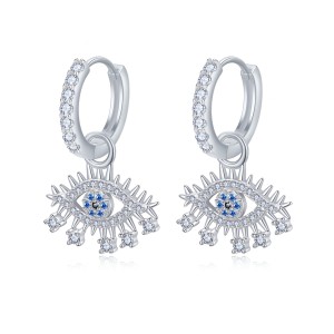 925 Sterling Silver Evil Eye Zircon Hoop Earring 60300202 925 Sterling Silver Evil Eye Zircon Hoop Earring 60300202
