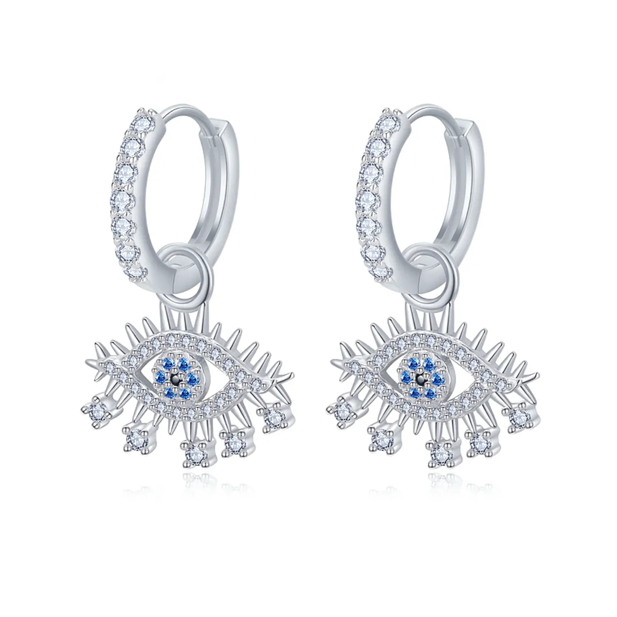 925 Sterling Silver Evil Eye Zircon Hoop Earring 60300202 925 Sterling Silver Evil Eye Zircon Hoop Earring 60300202
