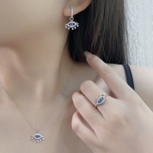 925 Sterling Silver Evil Eye Zircon Hoop Earring 60300202 925 Sterling Silver Evil Eye Zircon Hoop Earring 60300202