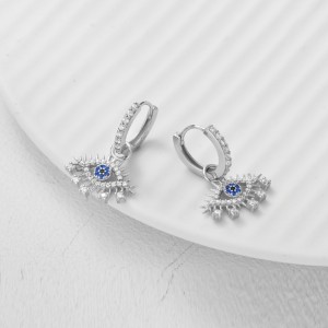 925 Sterling Silver Evil Eye Zircon Hoop Earring 60300202 925 Sterling Silver Evil Eye Zircon Hoop Earring 60300202