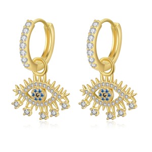 925 Sterling Silver Evil Eye Zircon Hoop Earring 60300202 925 Sterling Silver Evil Eye Zircon Hoop Earring 60300202