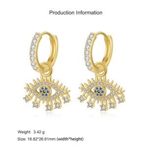 925 Sterling Silver Evil Eye Zircon Hoop Earring 60300202 925 Sterling Silver Evil Eye Zircon Hoop Earring 60300202