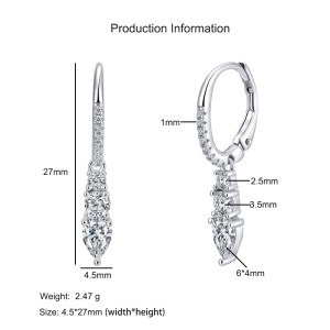 925 Sterling Silver Teardrop CZ Drop Earring 60300203