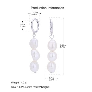 925 Sterling Silver Natural Pearl Drop Hoop Earring 60300205