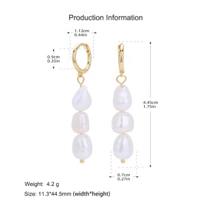 925 Sterling Silver Natural Pearl Drop Hoop Earring 60300205