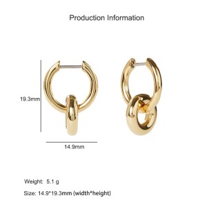 925 Sterling Silver Double Circle InterlockingHoop Earring 60300206 925 Sterling Silver Double Circle InterlockingHoop Earring 60300206