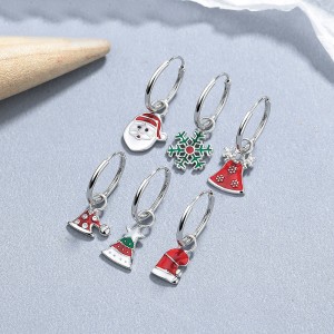 925 Sterling Silver Christmas Bell Snowflake Drop Hoop Earring 60300207 925 Sterling Silver Christmas Bell Snowflake Drop Hoop Earring 60300207