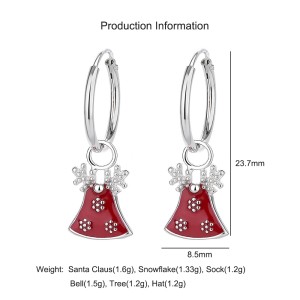 925 Sterling Silver Christmas Bell Snowflake Drop Hoop Earring 60300207 925 Sterling Silver Christmas Bell Snowflake Drop Hoop Earring 60300207